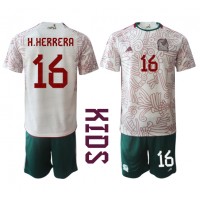 Camiseta México Hector Herrera #16 Visitante Equipación para niños Mundial 2022 manga corta (+ pantalones cortos)